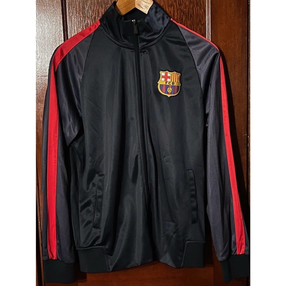 FCB BARCELONA SOCCER JACKET FOOTBALL FULL ZIP TRACK ACTIVE LARGE L - Picture 2 of 6